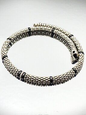 LAGOS Black Caviar Collection Sterling Silver Ceramic & Diamons Necklace